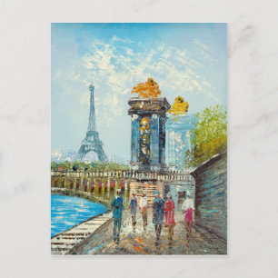 Målning av Paris Eiffel Torn Scene Vykort