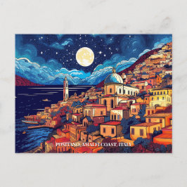 Målning av Positano Amalfi Kusten Italien Art Trav Vykort