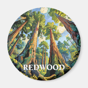 Målning av Redwoods National Park Kalifornien Skog Magnet