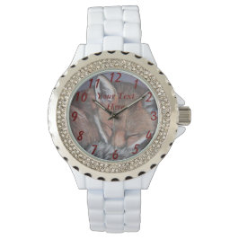 målning av rödräv som sover vilt armbandsur