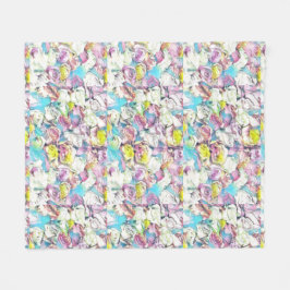 Målning av rosa, gult och vit ros fleecefilt