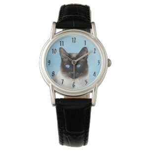 Målning av siamesisk katt - Cute Original Cat Art Armbandsur
