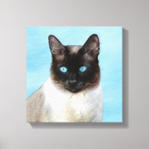 Målning av siamesisk katt - Cute Original Cat Art Canvastryck