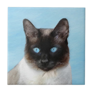 Målning av siamesisk katt - Cute Original Cat Art Kakelplatta