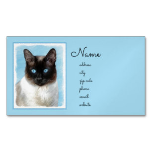 Målning av siamesisk katt - Cute Original Cat Art Magnetiska Visitkort