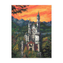 Målning av slottet Schloss Neuschwanstein