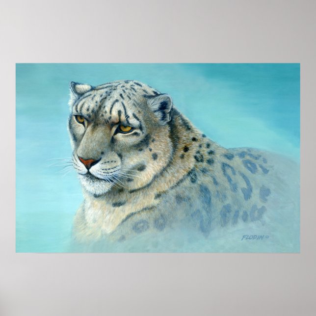 Målning av snö Leopard- Poster (Framsidan)