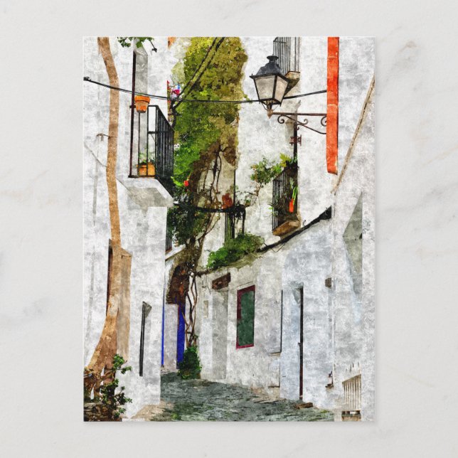 Målning av staden Cadaques i Spanien, resa Vykort (Framsida)