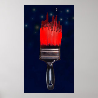 målning av staden röd poster