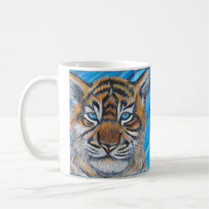 Målning av tiger med blåa ögon kaffemugg