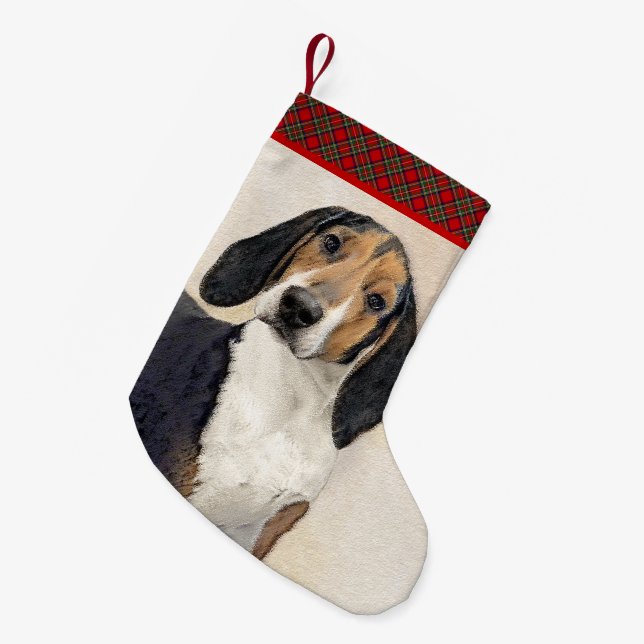 Målning av Treeing Walker Coonhound - Originalkons Liten Julstrumpa (Framsidan (Hängande))
