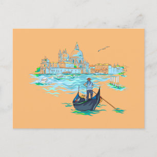 Målning av Venedig gondolier Vykort