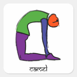 Målning av yogakameran med sanskrit text. fyrkantigt klistermärke