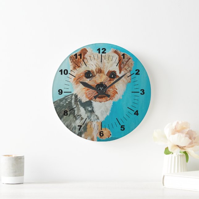 Målning av Yorkshire Terrier av Alfred Fox Stor Klocka (Hem)