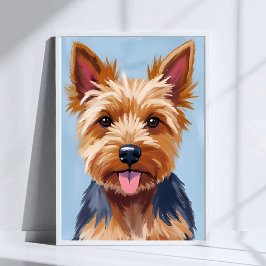 Målning av Yorkshire Terrier Hundporträtt Poster