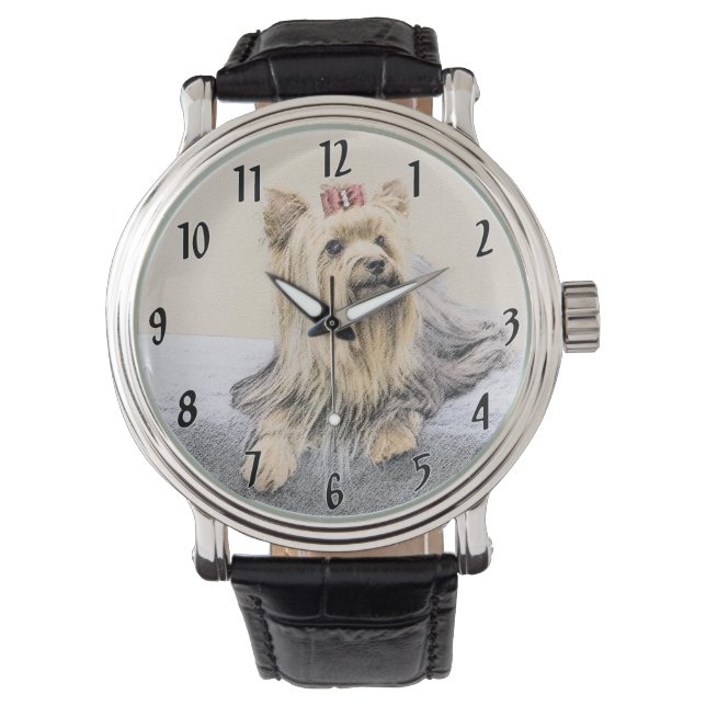Målning av Yorkshire Terrier - Söt Original Hundko Armbandsur (Framsida)