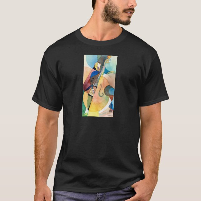 Målning "Bassline " för Jazzmusik, T-shirt (Framsida)
