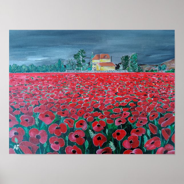 Målning Campo de Amapolas av Alfred Fox Poster (Framsidan)