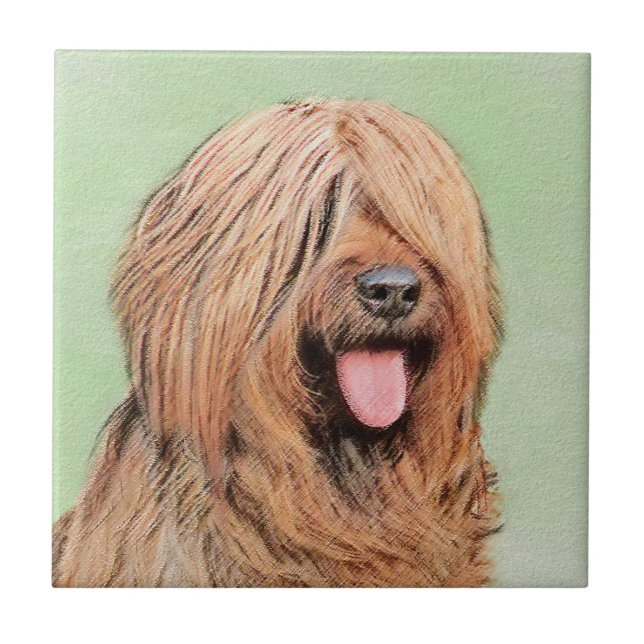 Målning - Cute Original Hund Art Kakelplatta (Framsidan)