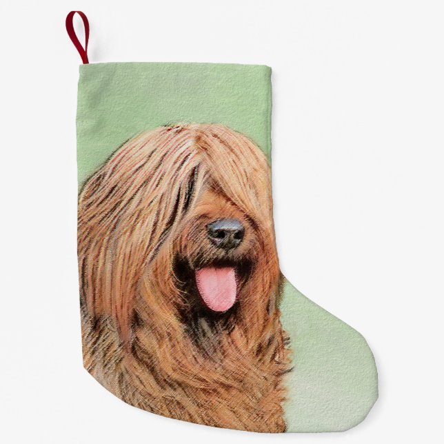 Målning - Cute Original Hund Art Liten Julstrumpa (Framsidan)
