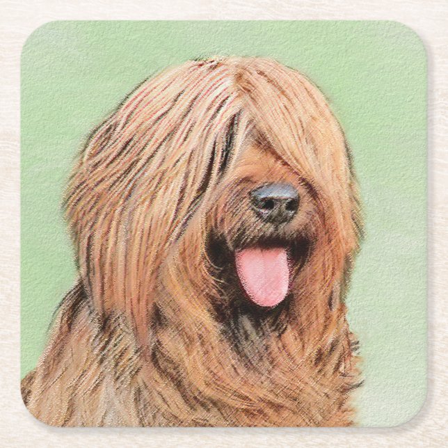 Målning - Cute Original Hund Art Underlägg Papper Kvadrat (Framsidan)