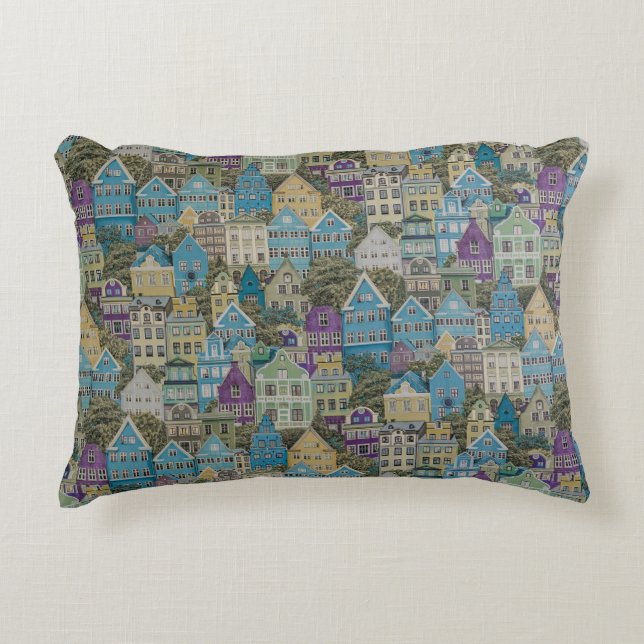 Målning för Assorted-färg byggnad Prydnadskudde (Framsidan)