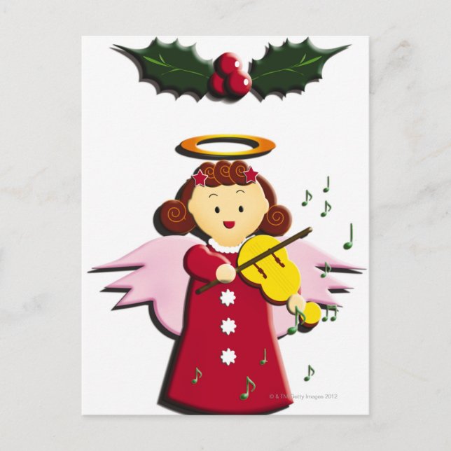 Målning för att spela upp fiolin, Illustration Vykort (Framsida)