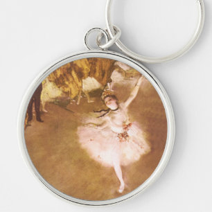 Målning för Ballet Dancer Degas Star Rund Silverfärgad Nyckelring