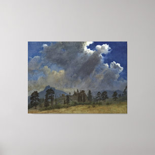 Målning för Bierstadt Fir Träd Storm Clouds Pai Canvastryck
