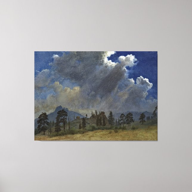 Målning för Bierstadt Fir Träd Storm Clouds Painti Canvastryck (Framsida)
