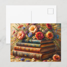 Målning för bokstacksmålning för blommigt Vintage Vykort