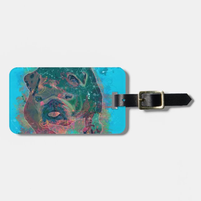 Målning för bulldoggstänkvattenfärg bagagebricka (Horisontell Framsida)