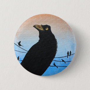 Målning för djurliv för Grackle Austin Texas Knapp