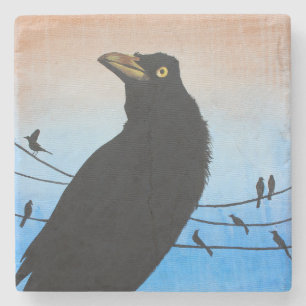 Målning för djurliv för Grackle Austin Texas Stenunderlägg