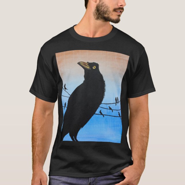 Målning för djurliv för Grackle Austin Texas T Shirt (Framsida)