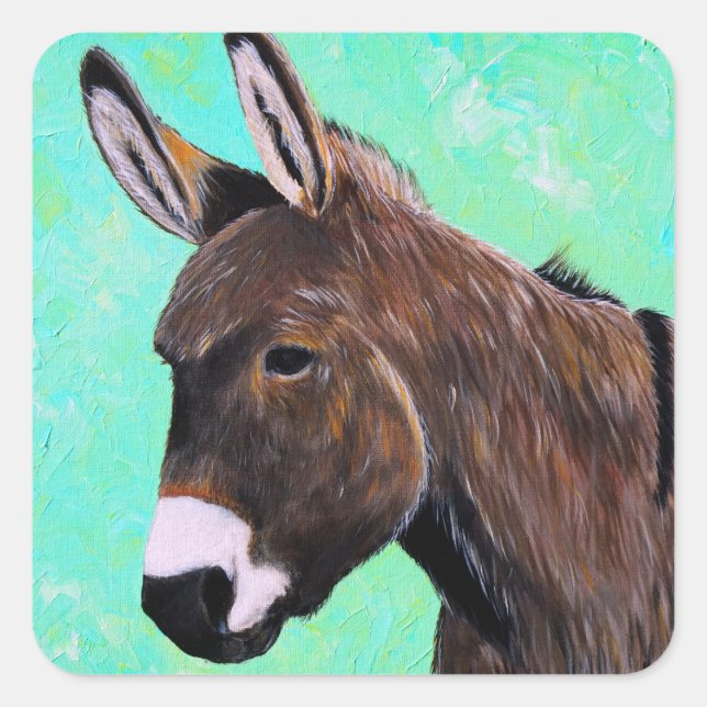 Målning för Donkey Fyrkantigt Klistermärke (Framsida)
