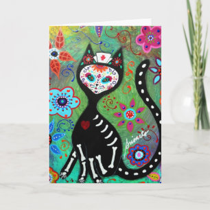 MÅLNING FÖR EL GATO KATT DIAMETER DE LOS MUERTOS KORT