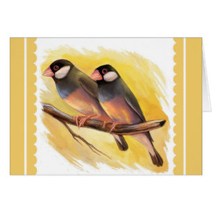 Målning för finches för Java Sparrow realistisk Hälsningskort