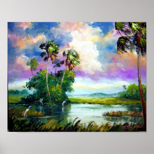 Målning för Florida Evergladesvind Poster
