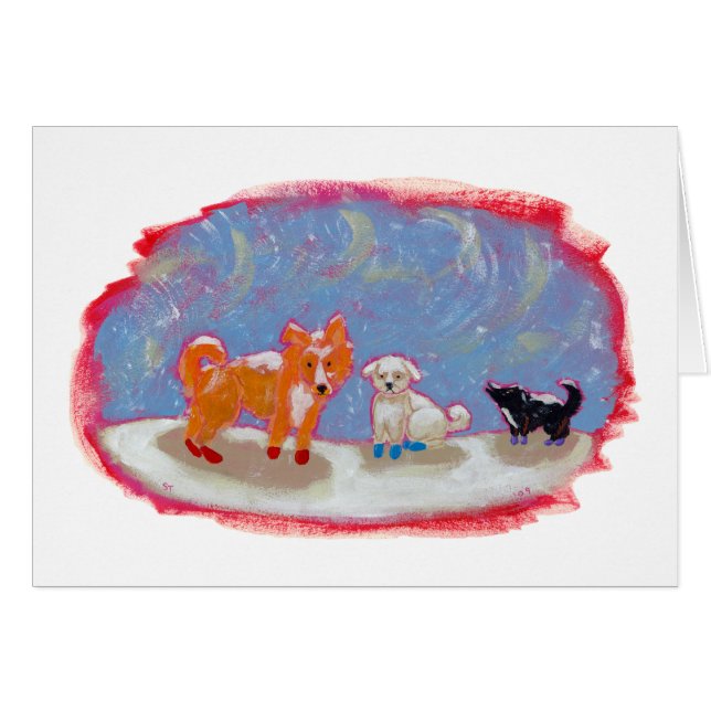 målning för folk konst för 12 kängaroligthundar hälsningskort (Framsidan Horizontal)