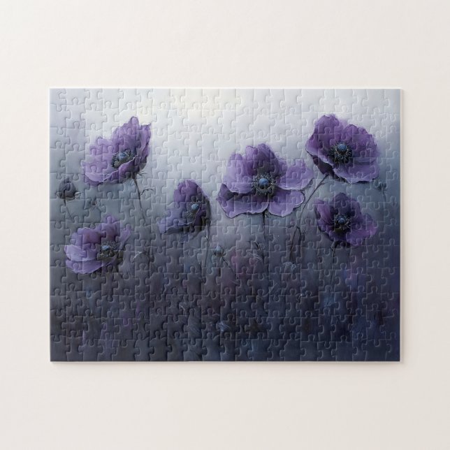 Målning för gotiskt Lila blommor Pussel (Horisontell)