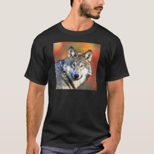 Målning för grå färgvargkonst tee shirt