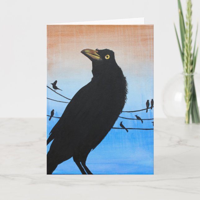 Målning för Grackle Austin Texas svart Kort (Framsida)