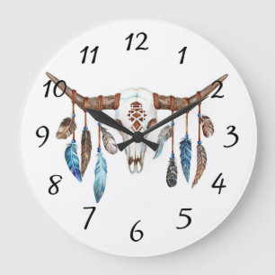 Målning för indiantjurskalle stor klocka