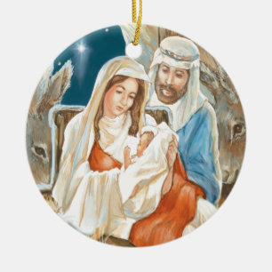 Målning för julstjärnaNativity Julgransprydnad Keramik