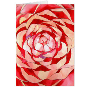 Målning för konst för rosa Camelliaabstrakt Hälsningskort