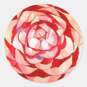 Målning för konst för rosa Camelliaabstrakt Runt Klistermärke