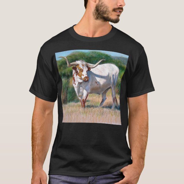 Målning för konst för Texas Longhorntjur western Tee Shirt (Framsida)
