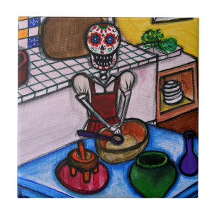 MÅLNING FÖR LA JEFA FÖR CALAVERA-LA COCINERA KAKELPLATTA