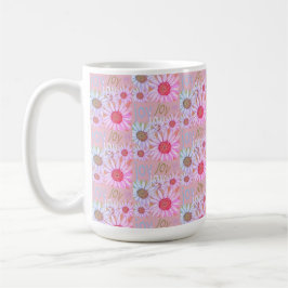 Målning för land Rosa & vit Daisy Mönster Kaffemugg
